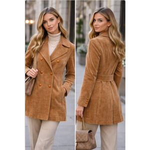 Vintage Lodenfrey Brown Corduroy Double-Breasted Jacket Women Sz US 6-8 Rustic